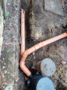Pipework connected to catchment ring