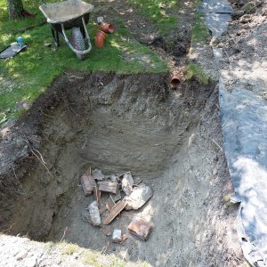 Photo of soakaway excavation